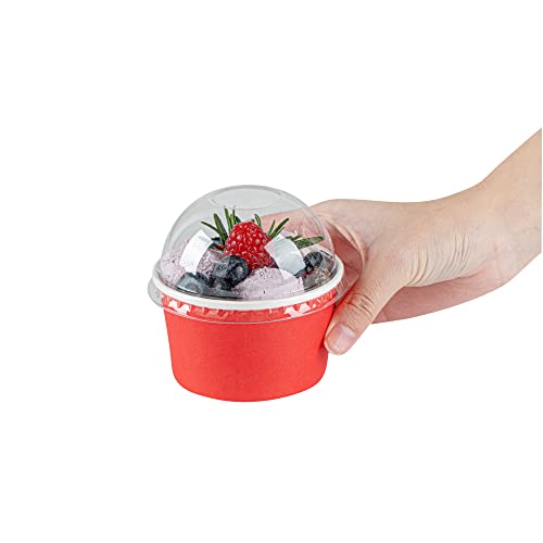 Restaurantware-LIDS ONLY: Dome-Shaped Lids, 50 Transparent Plastic Lids for 5 Ounce Coppetta to Go Cups - Cups Sold Separately, Disposable, Clear Plastic Dessert Cups Lids, for Dessert Takeaways