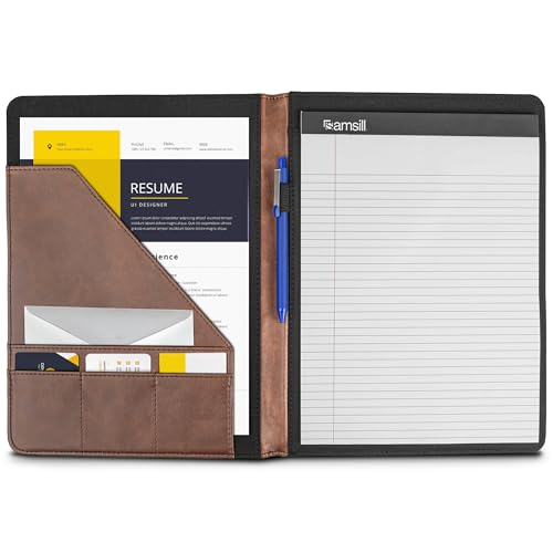 Samsill Two-Tone Padfolio, Resume Portfolio, Business Portfolio, with 8.5 x 11 Writing Pad, Brown and Dark Brown