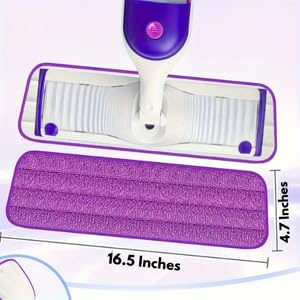 Microfiber Replacement Mop Pads, 10 Pack Reusable Wet & Dry Mop Refills for Home & Commercial Floor Cleaning, Fits Most Flat Mops, 16.5 x 4.7 Inches (Purple)
