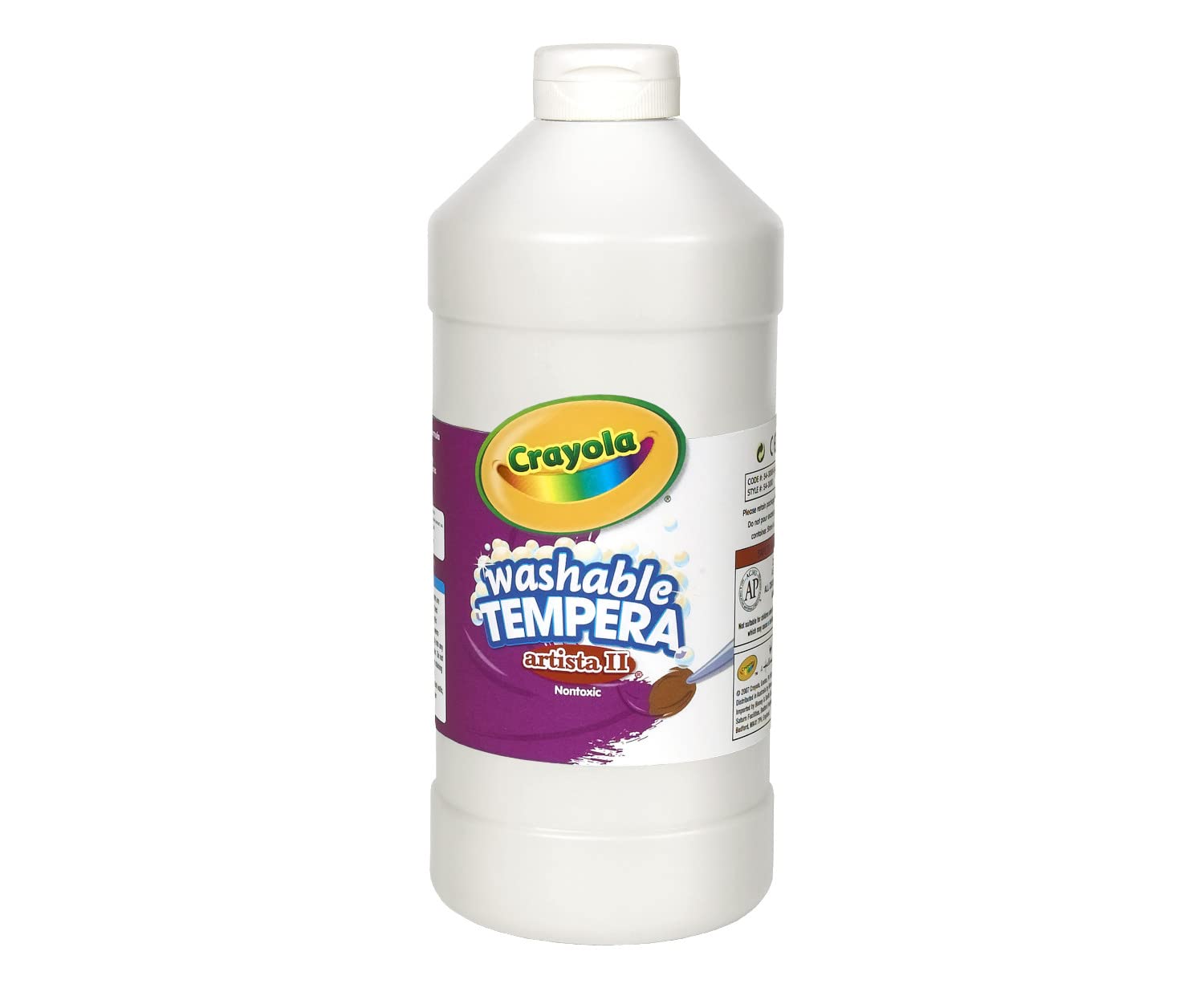 Crayola Tempera Washable Paint 32-Ounce Plastic Squeeze Bottle, White