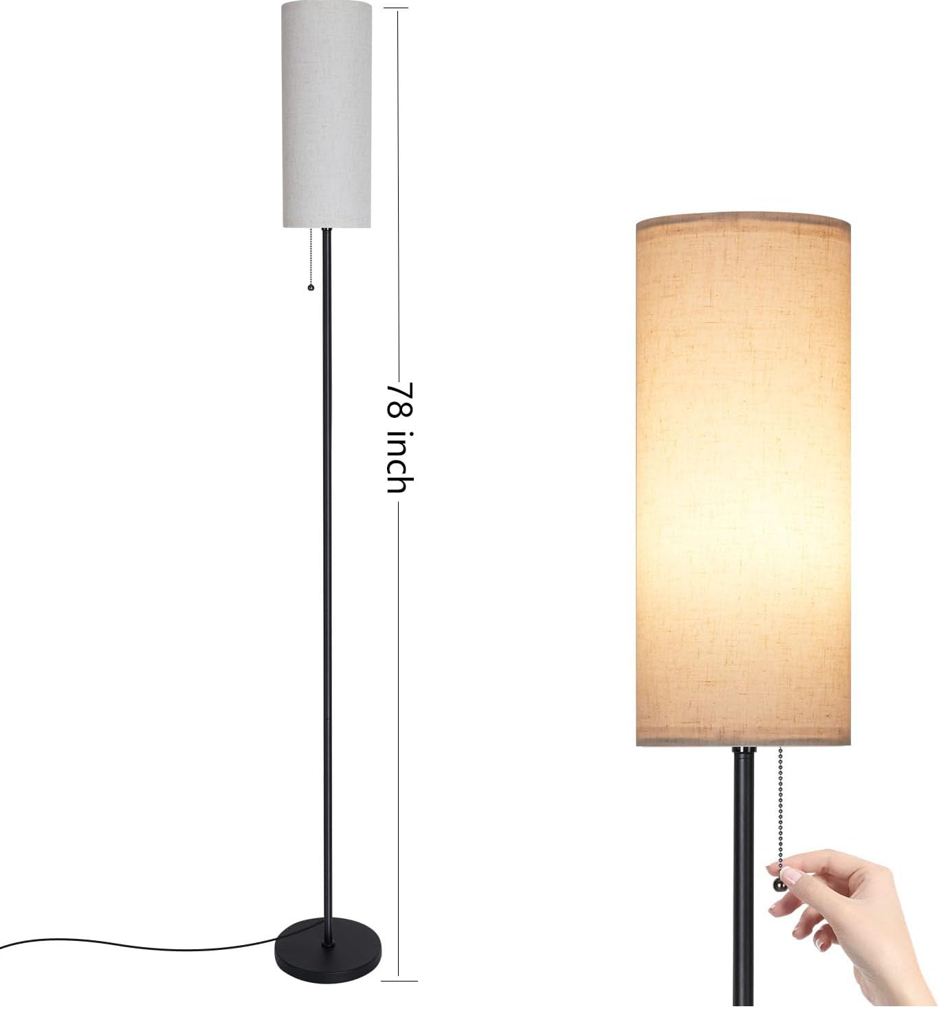 IPARTS EXPERT Floor Lamps for Living Room, Modern LED Standing 78" Tall Lamp Reading Light 3 Color Temperatures Adjustable Bedside Lamps for Bedroom Office Decor