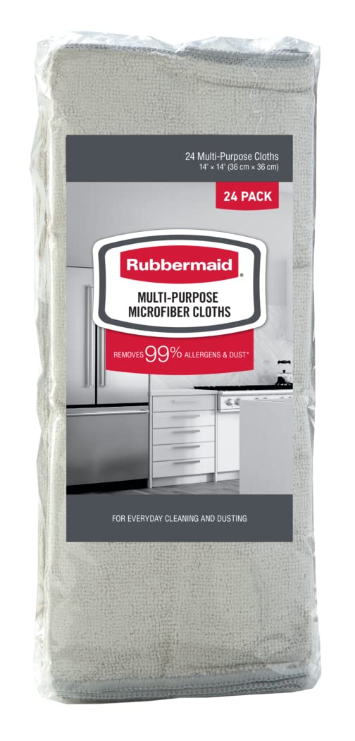 Rubbermaid Microfiber Cloth Towels 24 Pack 14"x14" Non-Scratch Reusable/Washable for Cleaning/Wiping/Polishing for Home/Kitchen/Car