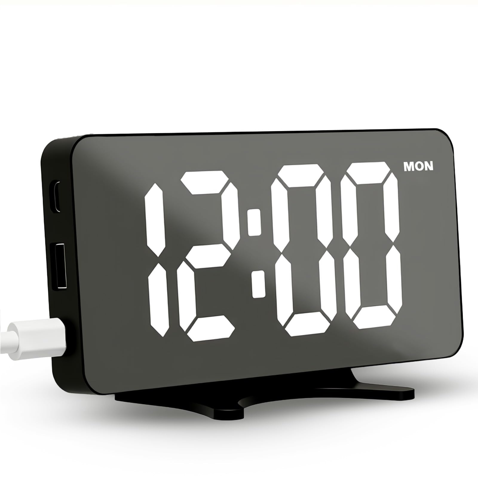 Digital Alarm Clock for Bedroom, Easy Setup Electronic Dual Alarm Clock with Large Numbers, Power-Off Memory Adjustable Brightness Bedside Clock with 5 Alarm Modes, 12/24H Display for Home, Office