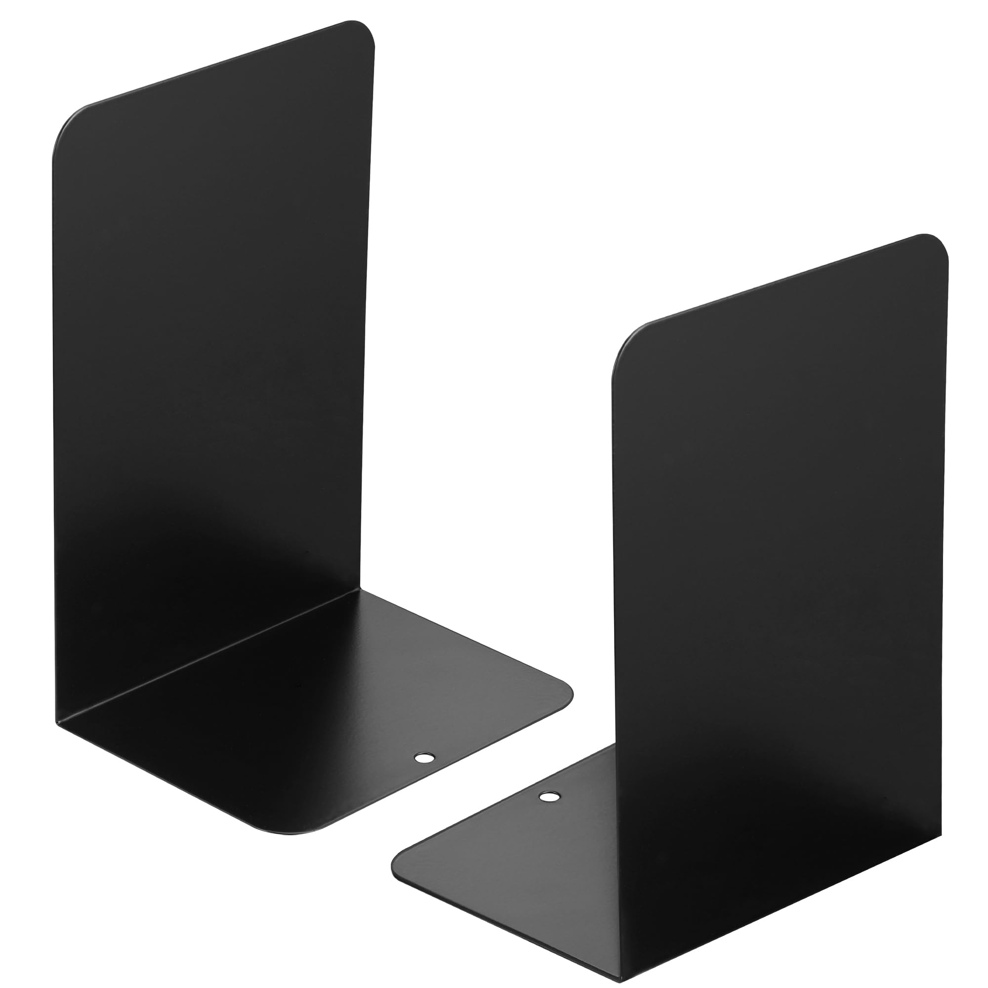 JIANTA Book Ends, Heavy Duty Metal Bookends, 2 Pairs/4 Pieces Book Stopper, Book Ends Support for Shelves, Black Non-Slip Bookshelf Holder Stand for Home, Office, Library, School