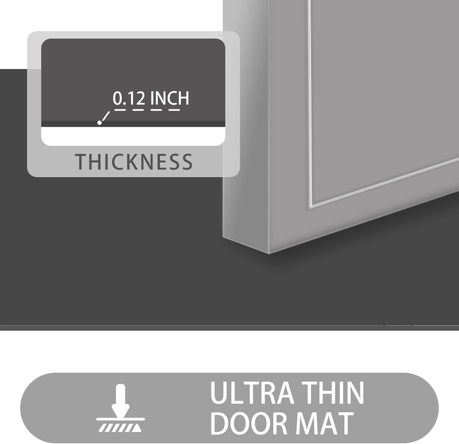 LYGLIGH Ultra Thin Door Mat Indoor Entrance, 1/10 in Thin Door Mats for Inside Entry, Non-Slip Rubber Backing Washable Doormat, Fade Resistant, Absorbent, Low Profile Dirt Trapper, 43X77CM,Grey