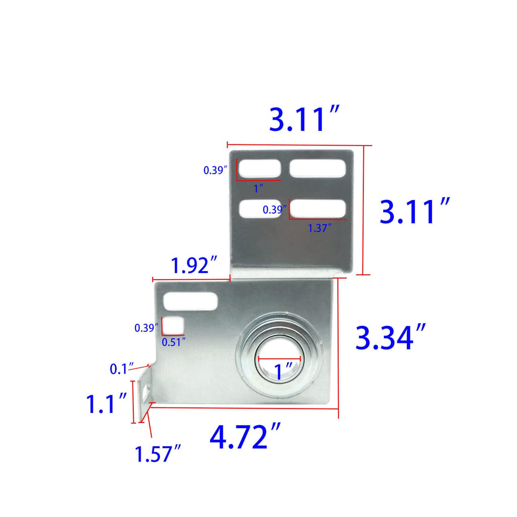 End Bearing Plates Brackets, Garage Door Parts Torsion Spring Residential Bracket with Bearings 3 3/8 Inch, for 2" Track Wood or Steel Doors (Pair)