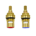 ECOMAID 2Pcs Hot and Cold Ceramic Disc Stem Quarter Turn 1/2, 53mm x 12mm Spline Length 20 Teeth Kitchen Ceramic Tap Cartridge for Bathroom Kitchen Tap