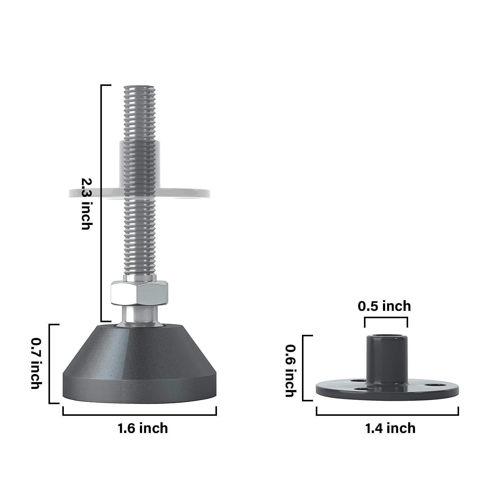 Aglaiprty Heavy Duty Furniture Levelers - Dual Thread Design with Nut Kit - Adjustable Feet for Tables, Cabinets, Chairs, Workbench, Sofa - Supports 1420LBs - 4 Packs