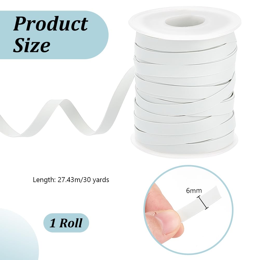 OLYCRAFT 30 Yards Rubber Swimwear Elastic Band 6mm Wide White Elastic Band Swim Flat Band Rubber Band Elastic Rubber Strip Swim Accessory for Clothes Waistbands Sewing Swimwear Craft Embellishment