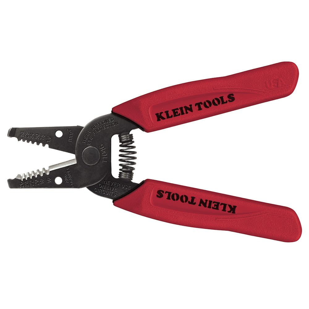 Klein Tools 11046 Wire Stripper, Wire Cutter, Stripping/Cutting Tool for 16-26 AWG Stranded, Compact Nose with Precision-Ground Stripping Holes