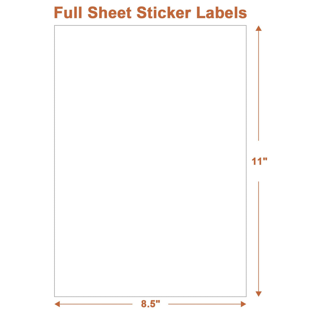 Full Sheet Sticker Labels, 8.5" x 11" Shipping Labels Paper (100 Sheets, 100 Labels), Self Adhesive Full Sheet White Matte Label Paper, Address Sticker Labels for Laser & Inkjet Printer