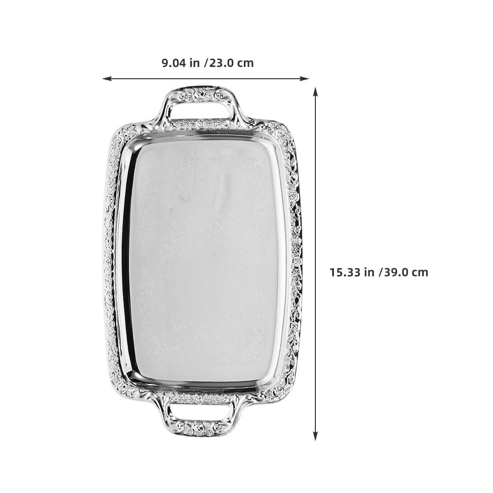 STOBAZA Elegant Stainless Steel Rectangular Food Serving Plate Organized Storage Tray for Snacks Fruits Small Items