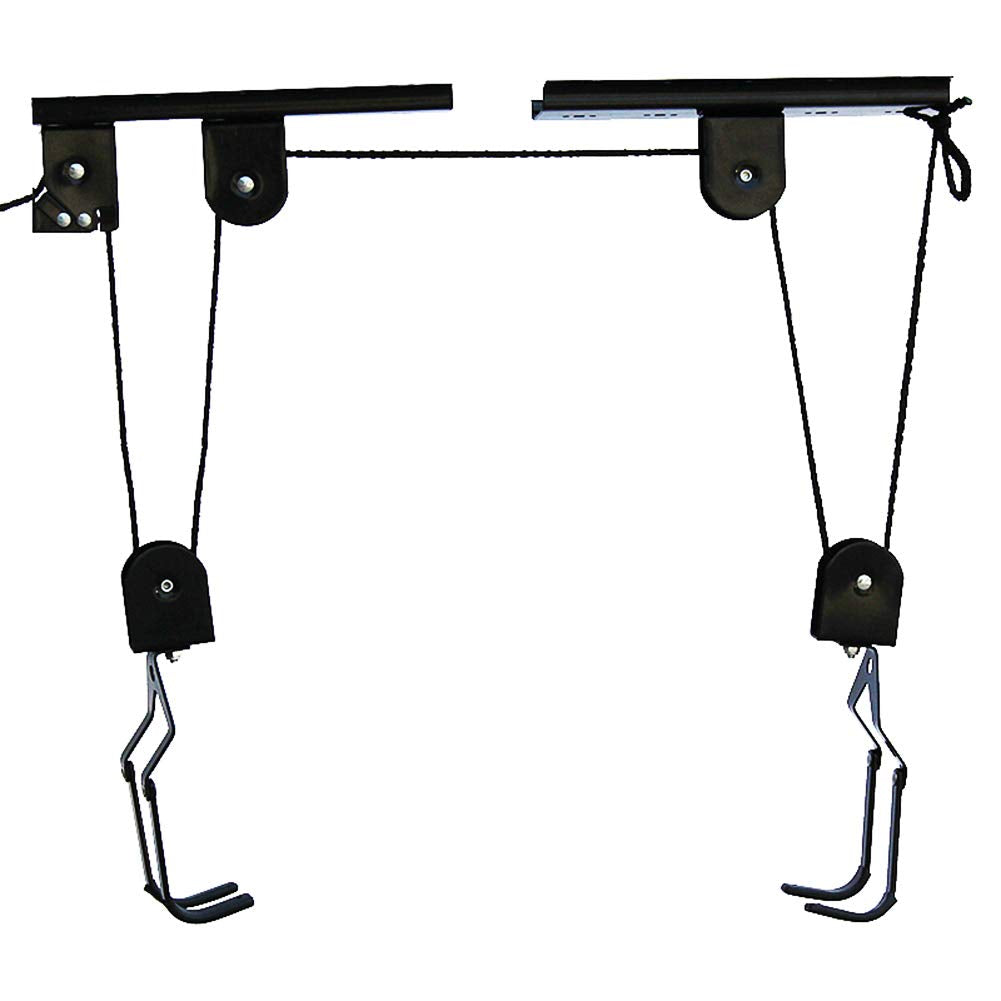HOSKO Garage Bike Lift - Heavy Duty Ceiling Mountain Bicycle Hook Pulley Rack 100lbs Capacity