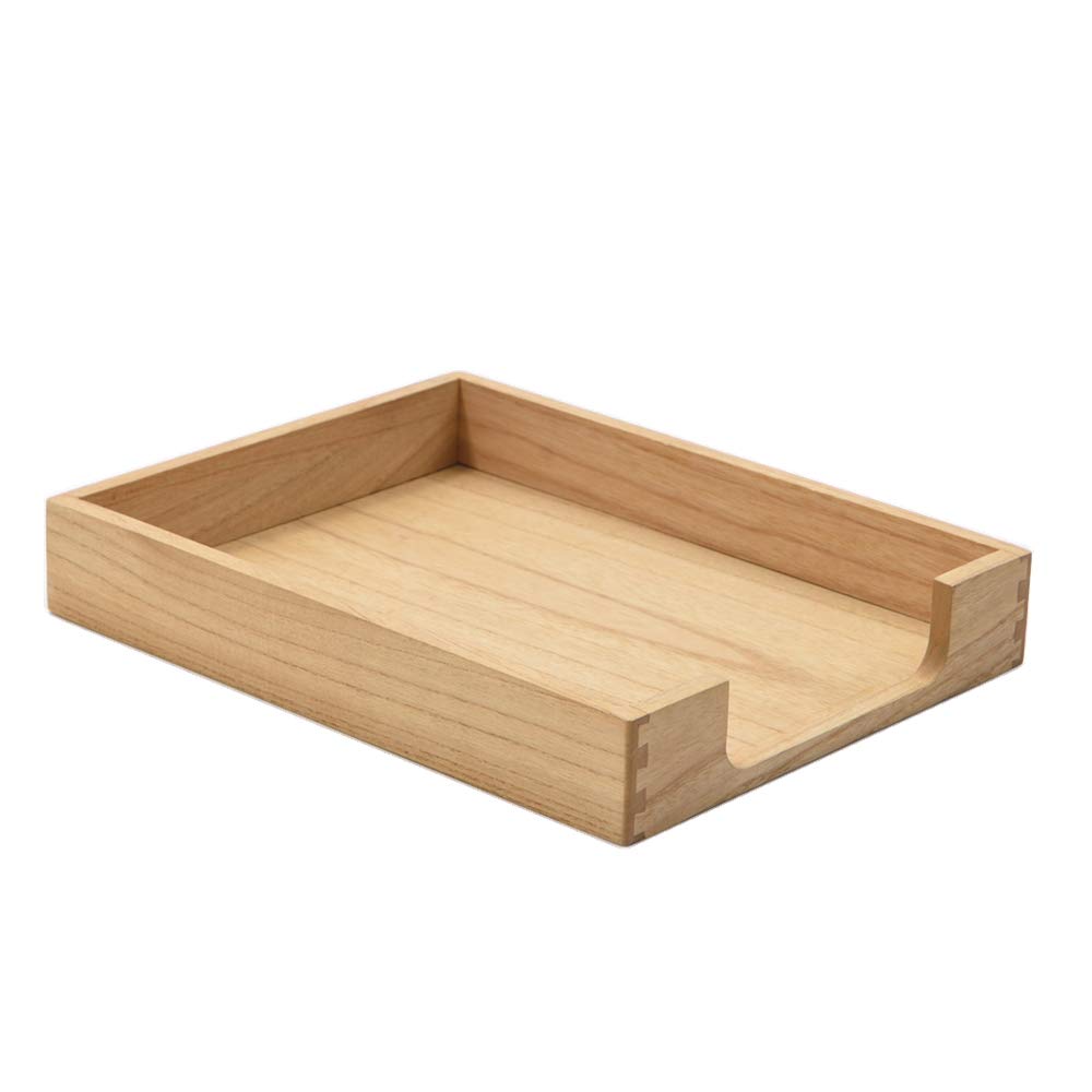 KIRIGEN Wood Letter Tray, Single-Tier Front-Load Desktop Paper Organizer, Wooden Document Tray for Letter and A4 Paper, File Folder, Mail, Home Office Desk, 13.77 x 10.62 x 2.16 Inch, TP-NA