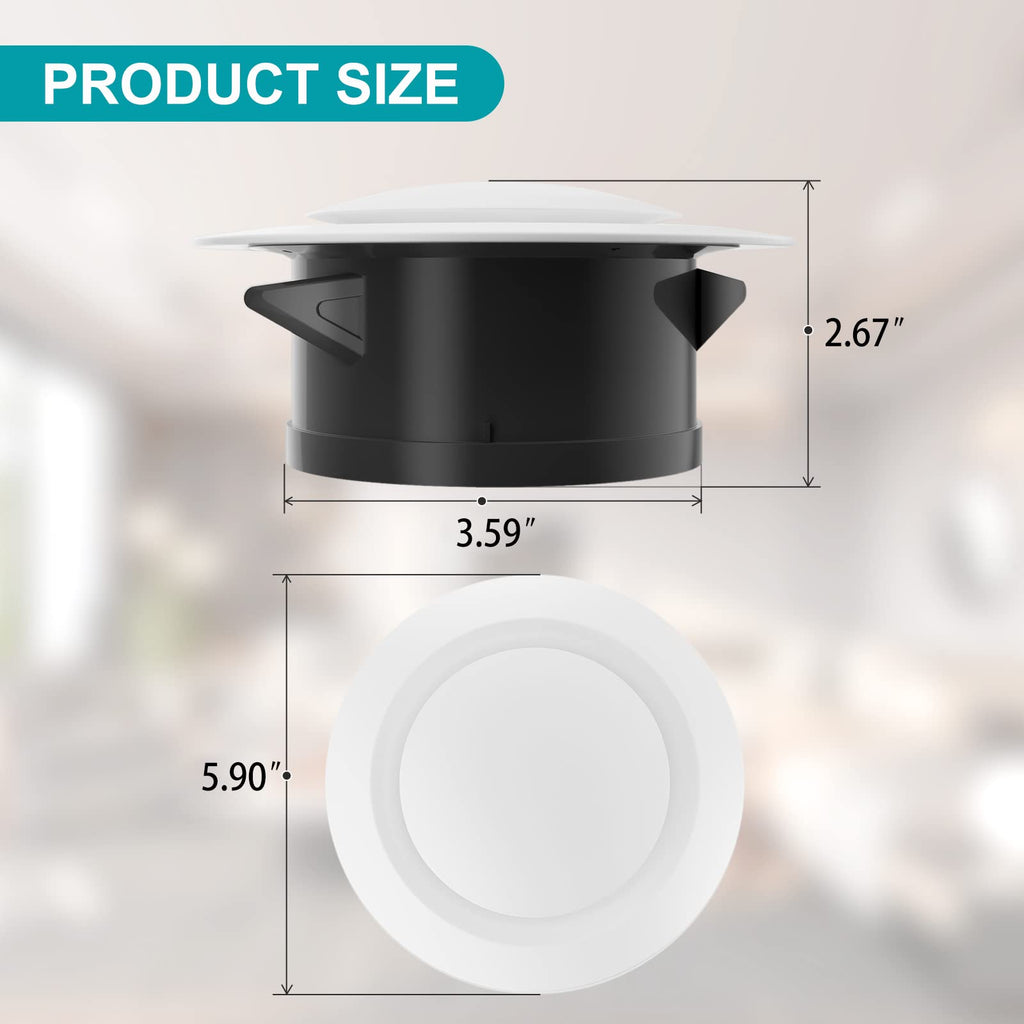 HG Power 4 Inch Soffit Vent, Adjustable Air Vent Cover, ABS Round Ceiling Vent Covers for Living Room, Attic, Bathroom, Kitchen, Ventilation Use, White - Opening Size 3.59", 2 Pack