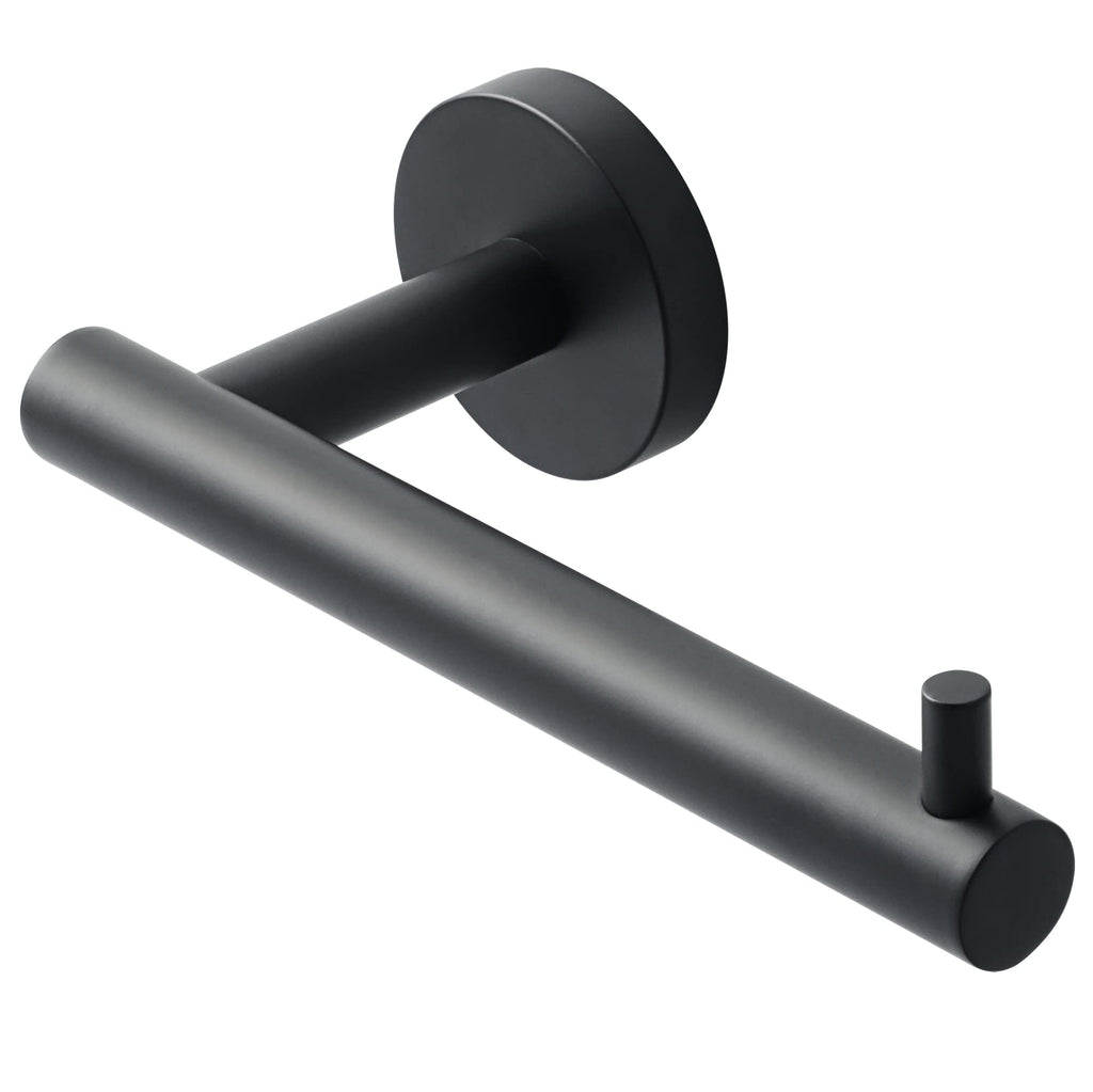 SAYAYO Black Toilet Paper Holder, Toilet Roll Holder Wall Mounted, SUS304 Stainless Steel Toilet Paper Roll Holder for Bathroom Kitchen, Round Base Style