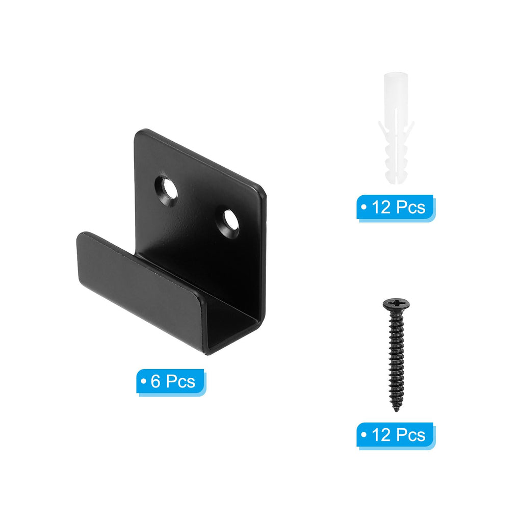 PATIKIL Tile Hanger Bracket 1.38x0.79x0.6, 6 Set U Wall Mounted Mirror Clips Fasteners Stainless Steel Metal Mirror Holder Kit L Size with Screws for Large Mirror Silver Tone