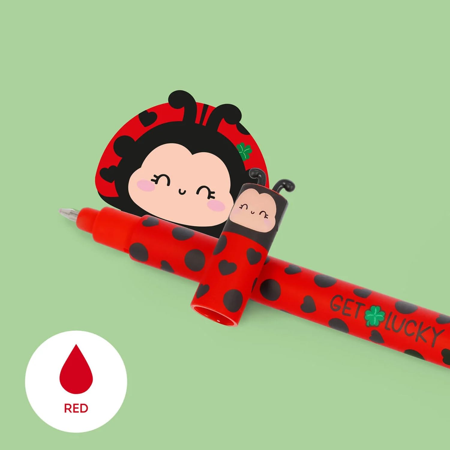 LEGAMI - Set of 8 Erasable Gel Pens with Thermosensitive Erase Ink, Range of ink colours & barrel designs, 0.7mm Tip, Ladybug, Monster, Tiger, Butterfly and Farmyard Designs