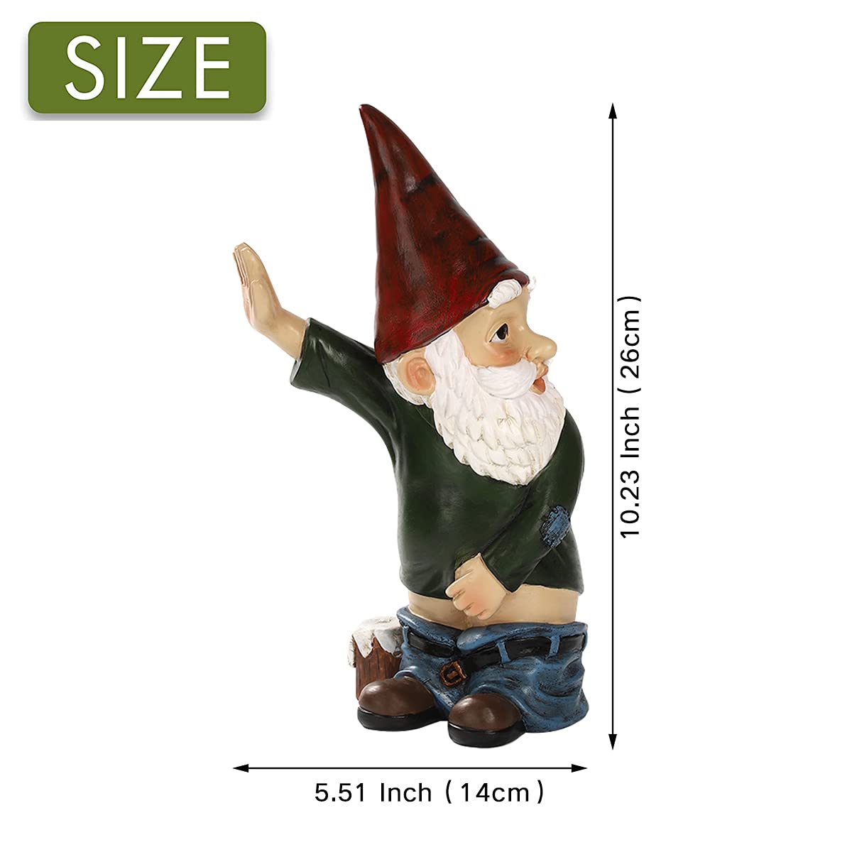 10.3 Inch/26cm Funny Garden Gnome Figurine Outdoor Statue,Patio Lawn Yard Art Ornaments, Garden Figurines for Outdoor Home Yard Decor (10.3 inch)