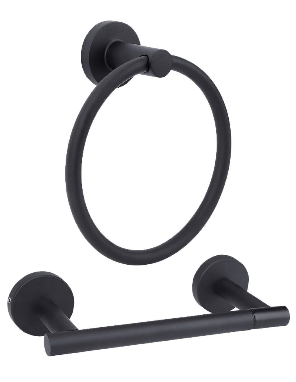 Ntipox Matte Black Double Post Pivoting Toilet Paper Holder Set, Stainless Steel Towel Ring,Toilet Paper Roll Holder,Bathroom Hardware Accessories Set Black