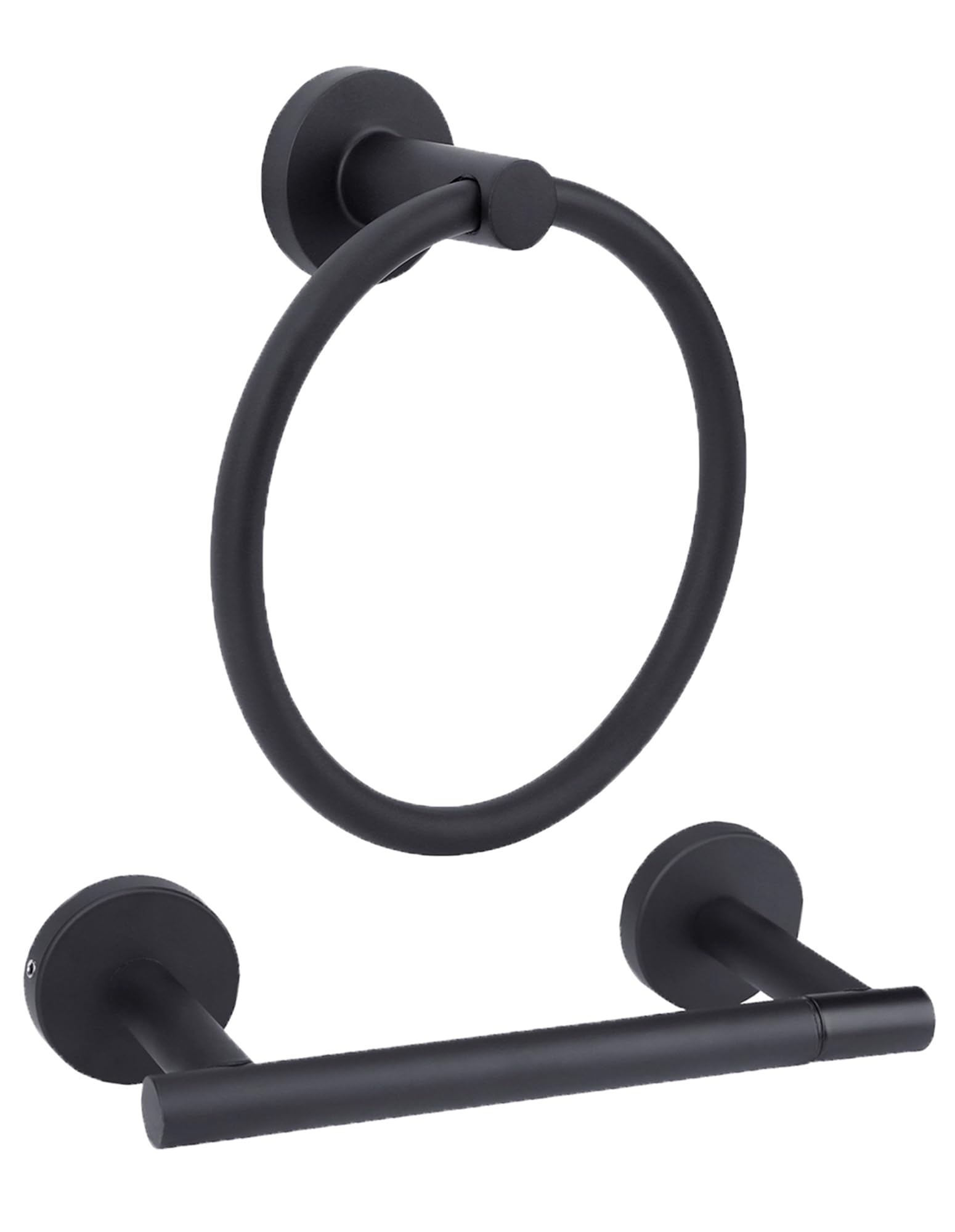 Ntipox Matte Black Double Post Pivoting Toilet Paper Holder Set, Stainless Steel Towel Ring,Toilet Paper Roll Holder,Bathroom Hardware Accessories Set Black