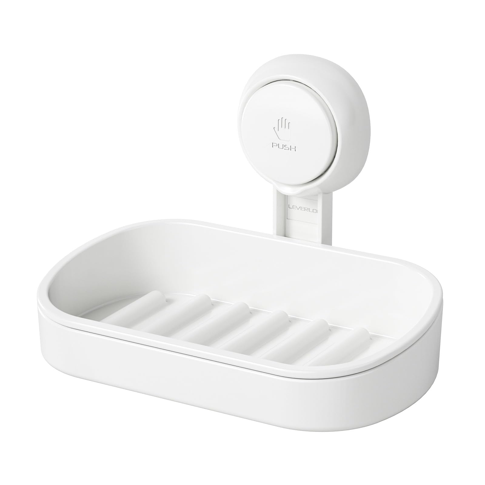 LEVERLOC Suction Cup Bar Soap Holder for Shower, Soap Dish for Bathroom Bathtub Wall, Wall Mounted NO-Drilling, Plastic Self Draining, Removable
