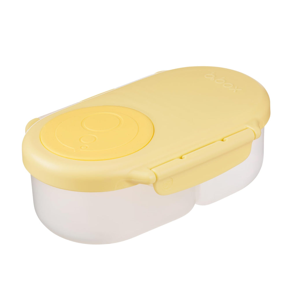 b.box Snack Box for Kids & Toddlers: 2 Compartment Snack Containers, Mini Bento Box, Lunch Box. Leak Proof, BPA Free, Dishwasher Safe. School Supplies. Ages 4 Months+ (Lemon Twist, 12oz Capacity)