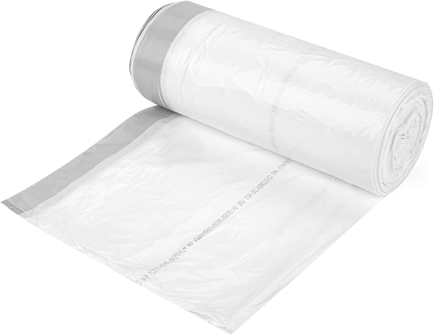 Aluf Plastics 21 Gallon 1 MIL White Drawstring Trash Bags - 28" x 34" - Pack of 45 - For Bathroom, Bedroom, Office, & Kitchen