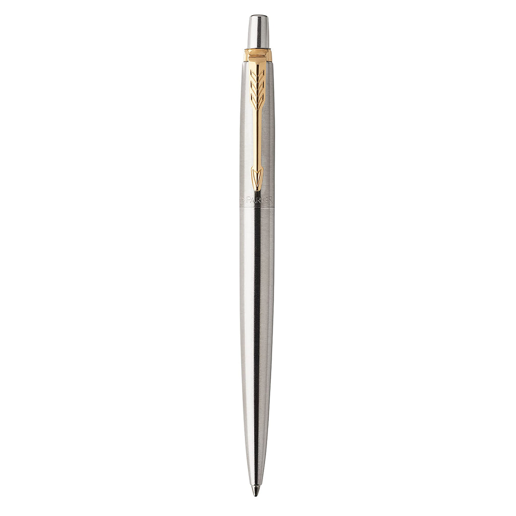 Parker Jotter Ballpoint Pen, Stainless Steel with Chrome Trim, Medium Point, Blue Ink, Gift Box, ‎1 Count (Pack of 1)