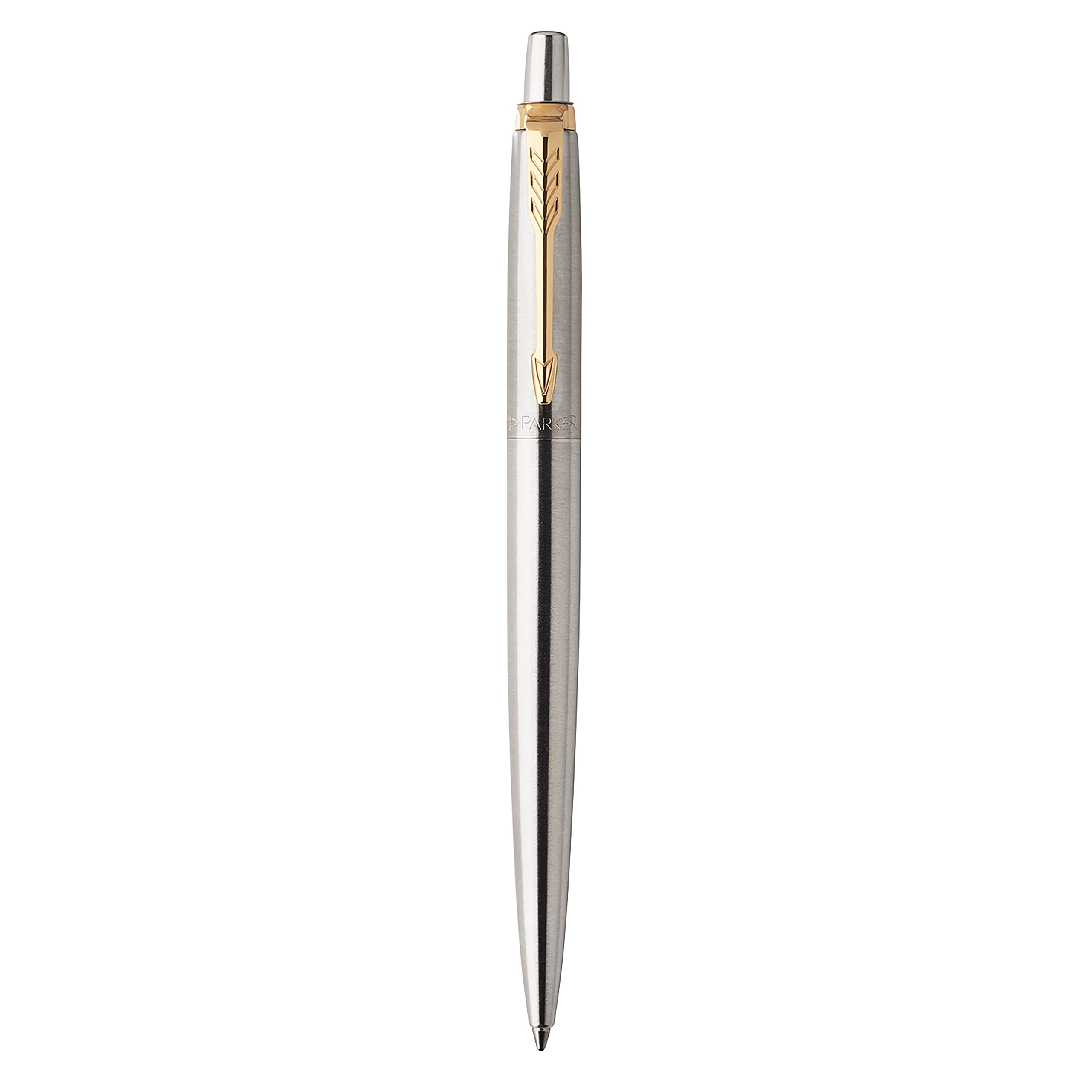 Parker Jotter Ballpoint Pen, Stainless Steel with Chrome Trim, Medium Point, Blue Ink, Gift Box, ‎1 Count (Pack of 1)