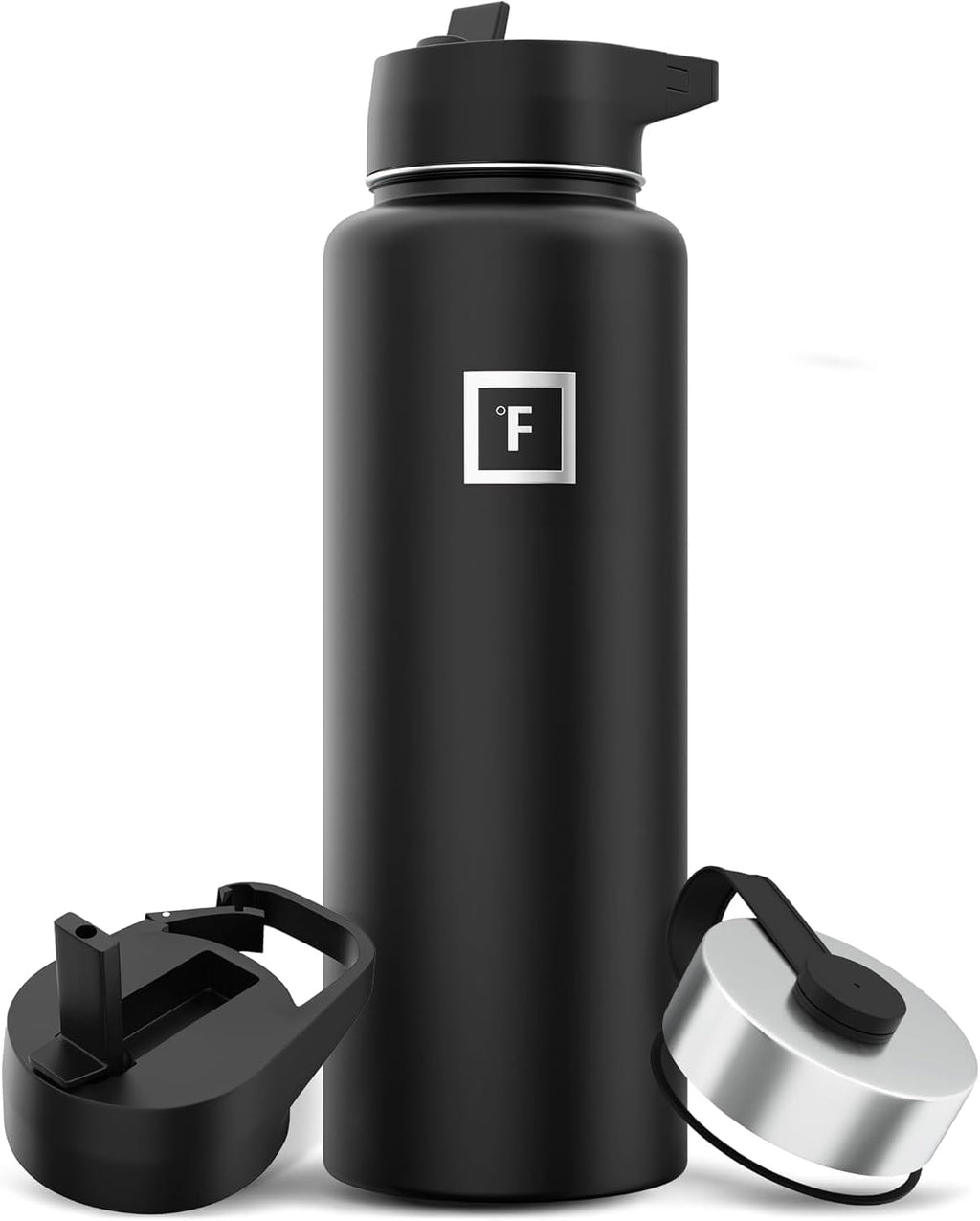 IRON °FLASK Insulated Water Bottle with Straw 40 Ounce with 3 Lids - Stainless Steel Double Walled Camping & Hiking Hydration Flask - Vacuum Leak Proof BPA Free - Travel Sports Gym