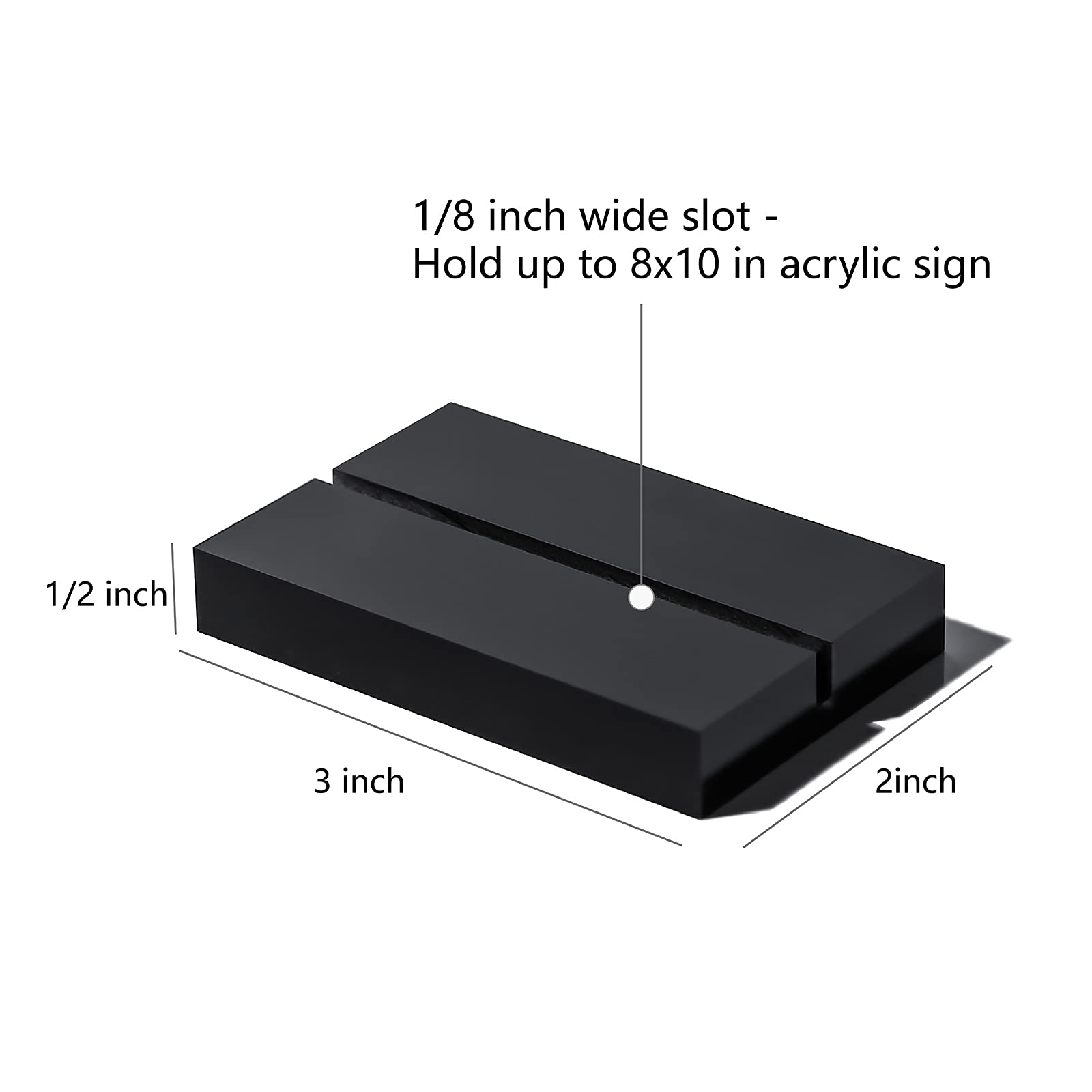 UNIQOOO 3" Black Acrylic Stand | 10 Pack 3mm Slot Wedding Sign Holders, Perfect for Wedding, Table Number, Exhibition, Office, Restaurant, Business