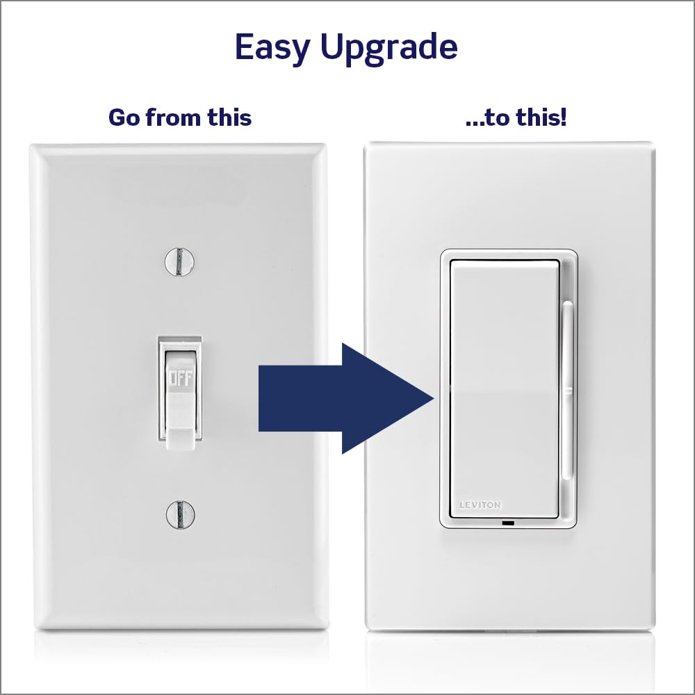Leviton Decora Dimmer with Slide Bar and Rocker Switch, 15 Amp, DSL06-1LZ, White