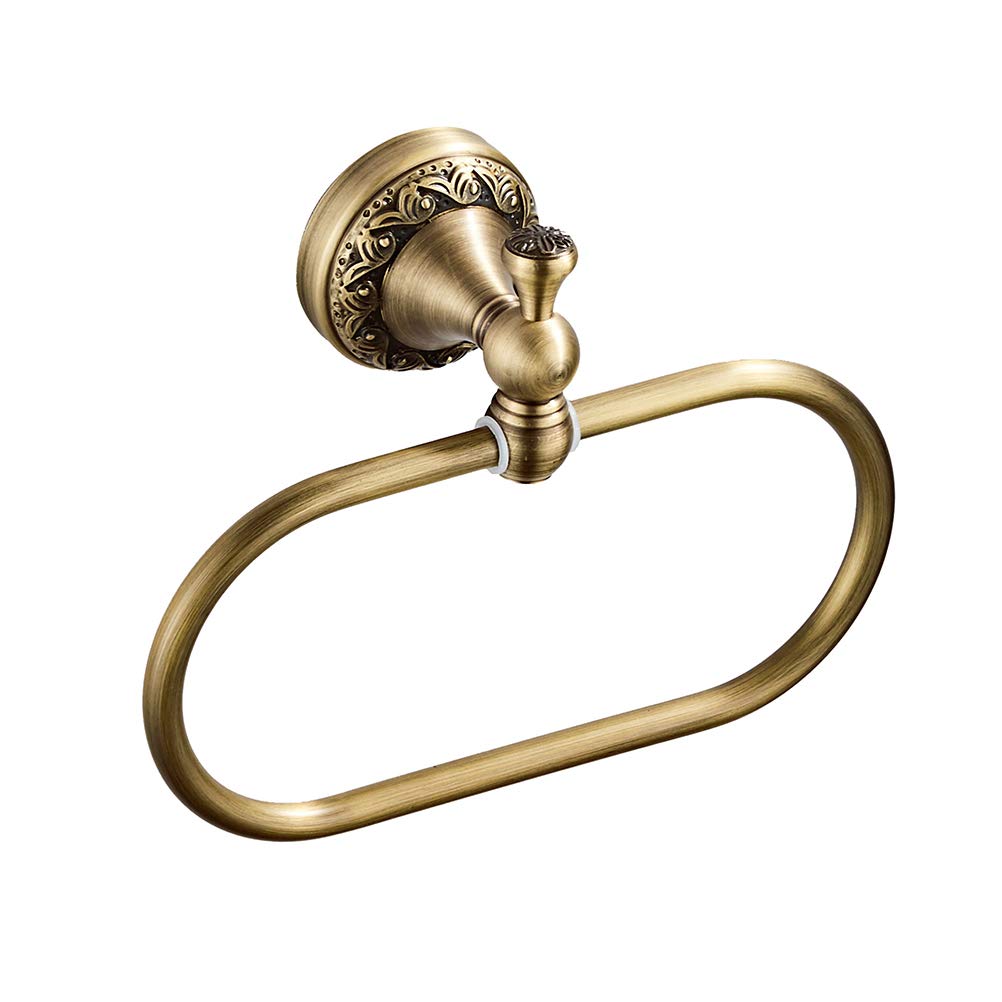 Aothpher Brass Towel Ring Oval Contemporary Bathroom Hand Towel Holder Wall Mounted,Antique Brass Finish