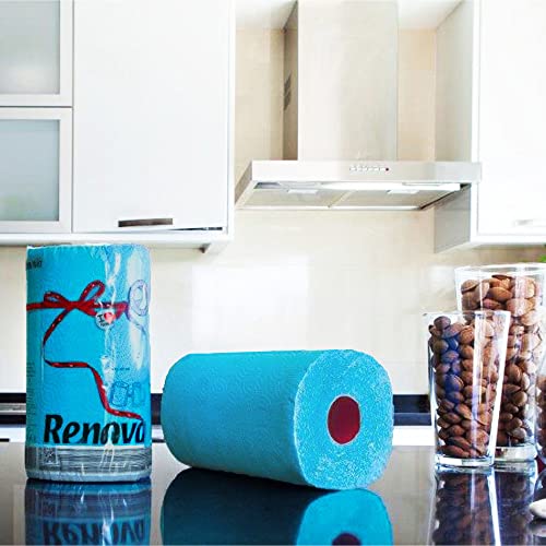 Renova Luxury Colored Paper Towel Jumbo Roll 2-Ply Sheets Blue, 120 Count