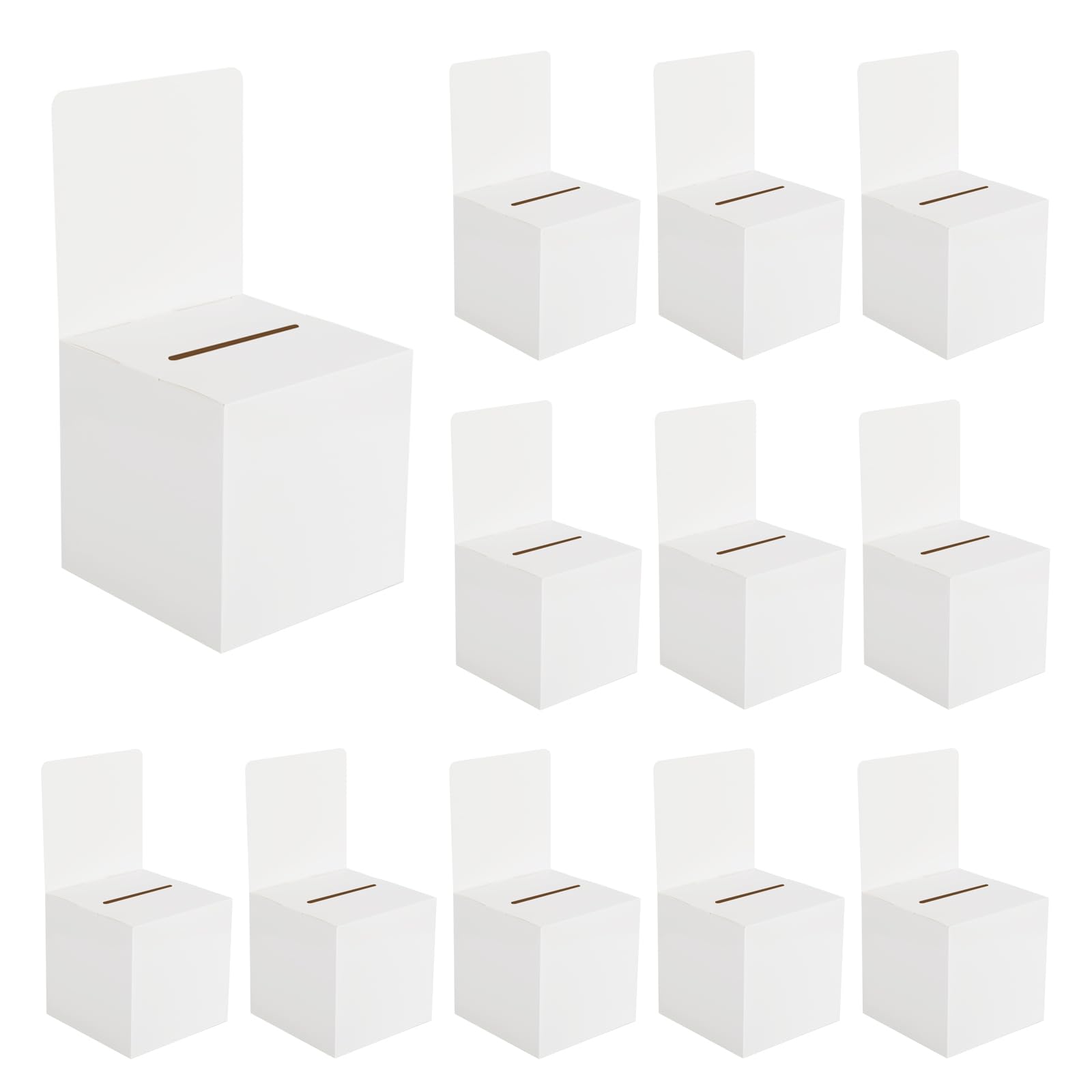 zmybcpack 12 Pcs 6x6x6 Inch Ballot Box with Self-Locking Bottom, White Cardboard Raffle Donation Suggestion Box for Fundraising, Voting, Business Card Collection
