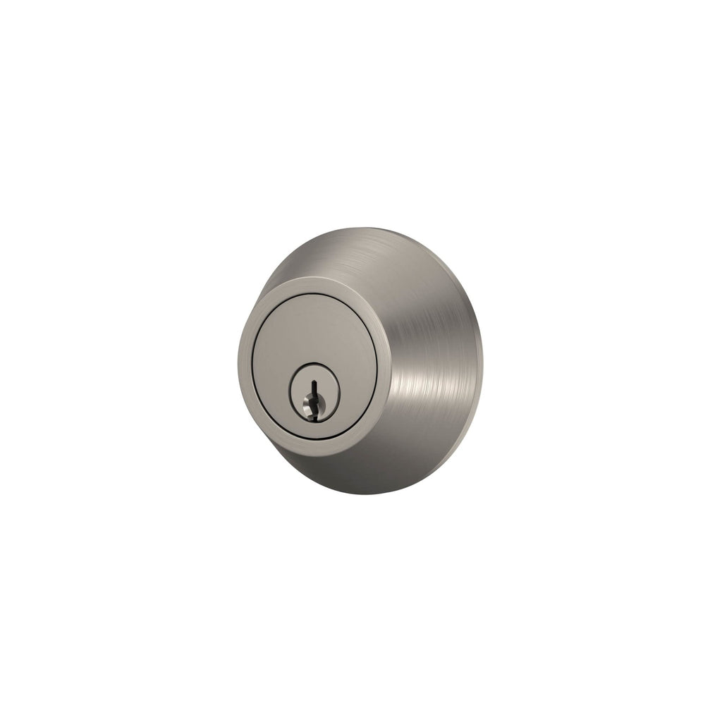Schlage Lock Scout Deadbolt with Round Trim, Keyed 1 Side, Satin Nickel Finish