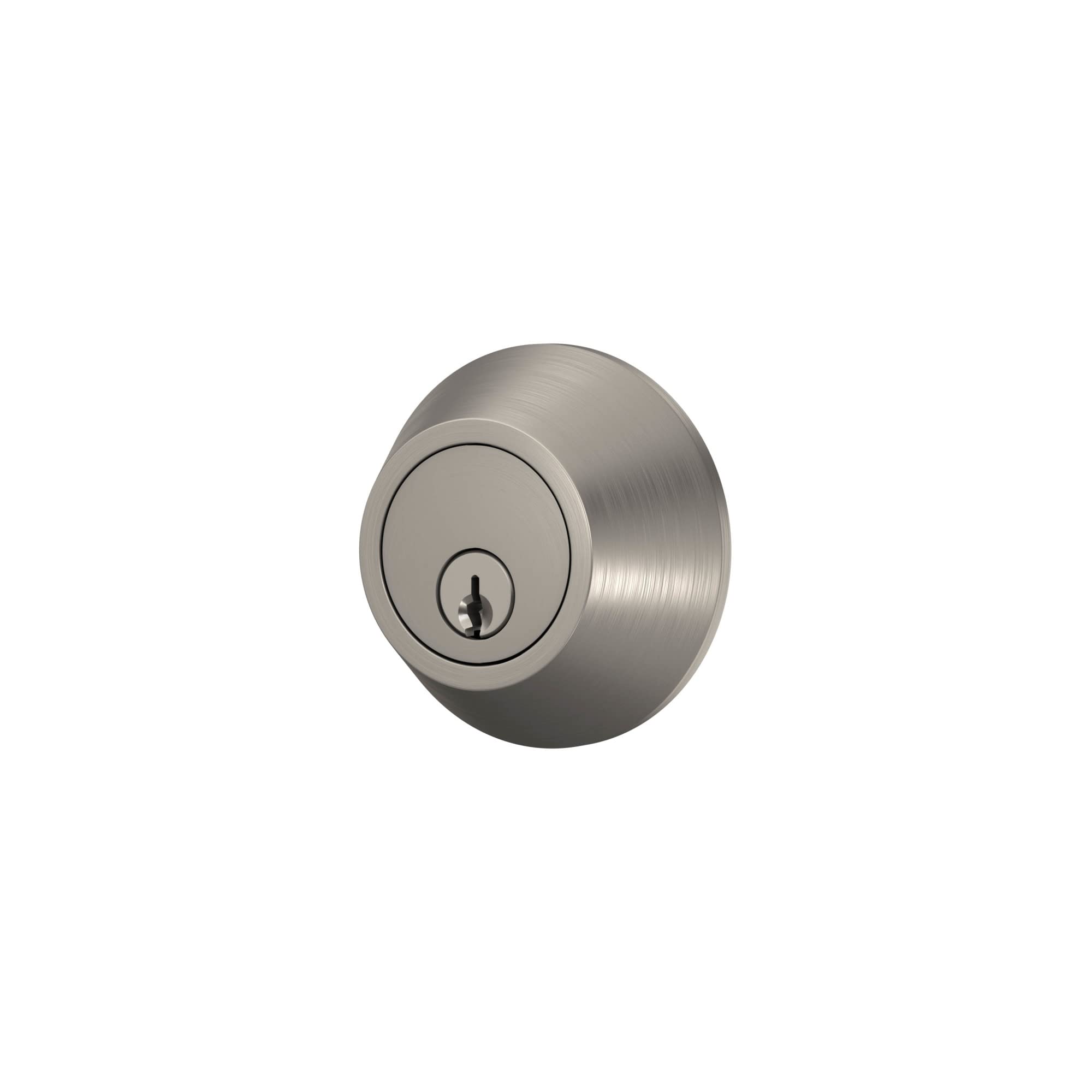 Schlage Lock Scout Deadbolt with Round Trim, Keyed 1 Side, Satin Nickel Finish