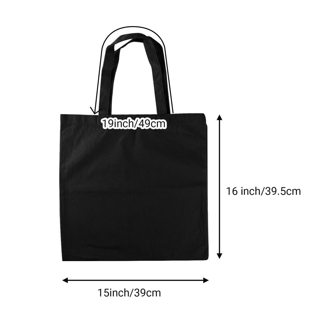 Belinlen 12pack Black Canvas Tote Bags, 15x16Inch Cotton Tote Bag, Economical Cotton Shopping Bags Bulk,Suitable for DIY, Promotion, Gift, Shopping,Daily Use.