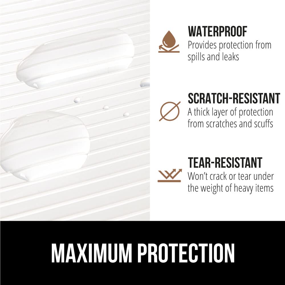 GORILLA GRIP DuraGuard Ribbed Drawer and Shelf Liner for Cabinet, Non Adhesive Waterproof Protection for Kitchen, Strong Grip, BPA Free Plastic Liners for Cabinets, Bathroom Drawers,12x20, Clear