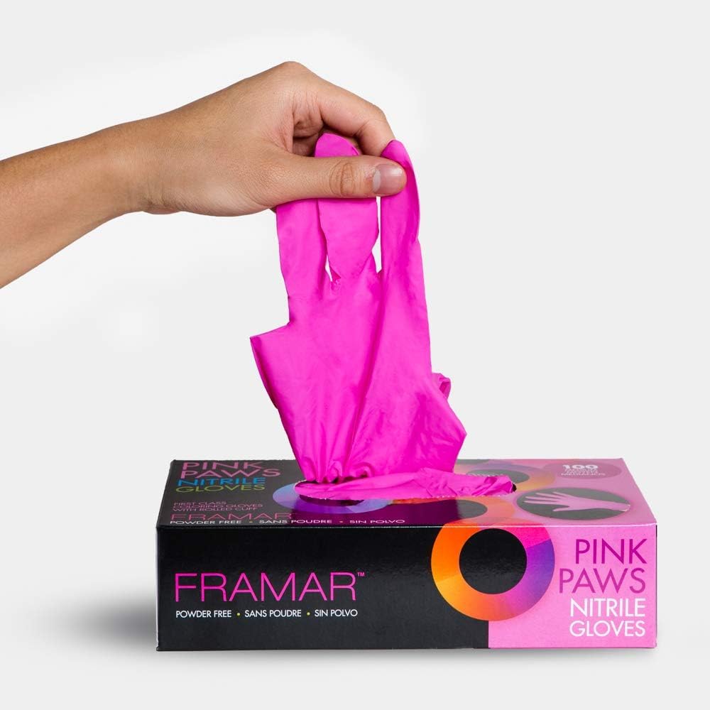 FRAMAR Pink Nitrile Gloves Medium - Disposable Gloves Medium, Cleaning Gloves, Kitchen Gloves, Latex Free Gloves Disposable, Gants Nitrile, Gants Jetables