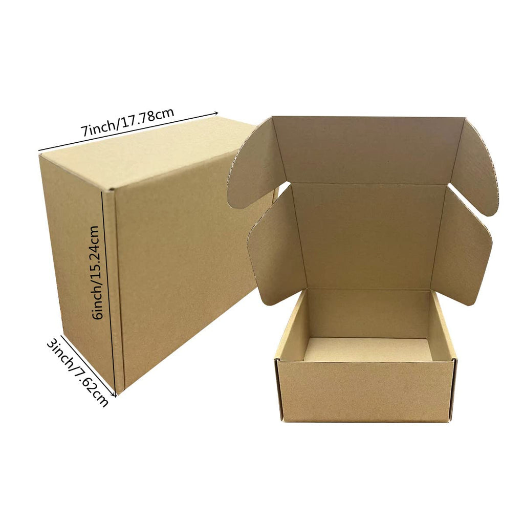 7x6x3 inch Shipping Boxes Pack of 25，Livejun Brown Corrugated Cardboard Box Mailer Boxes for Packaging Small Business Shipping，Boxes for Birthday Wedding Party Gift Giving… (7X6X3)