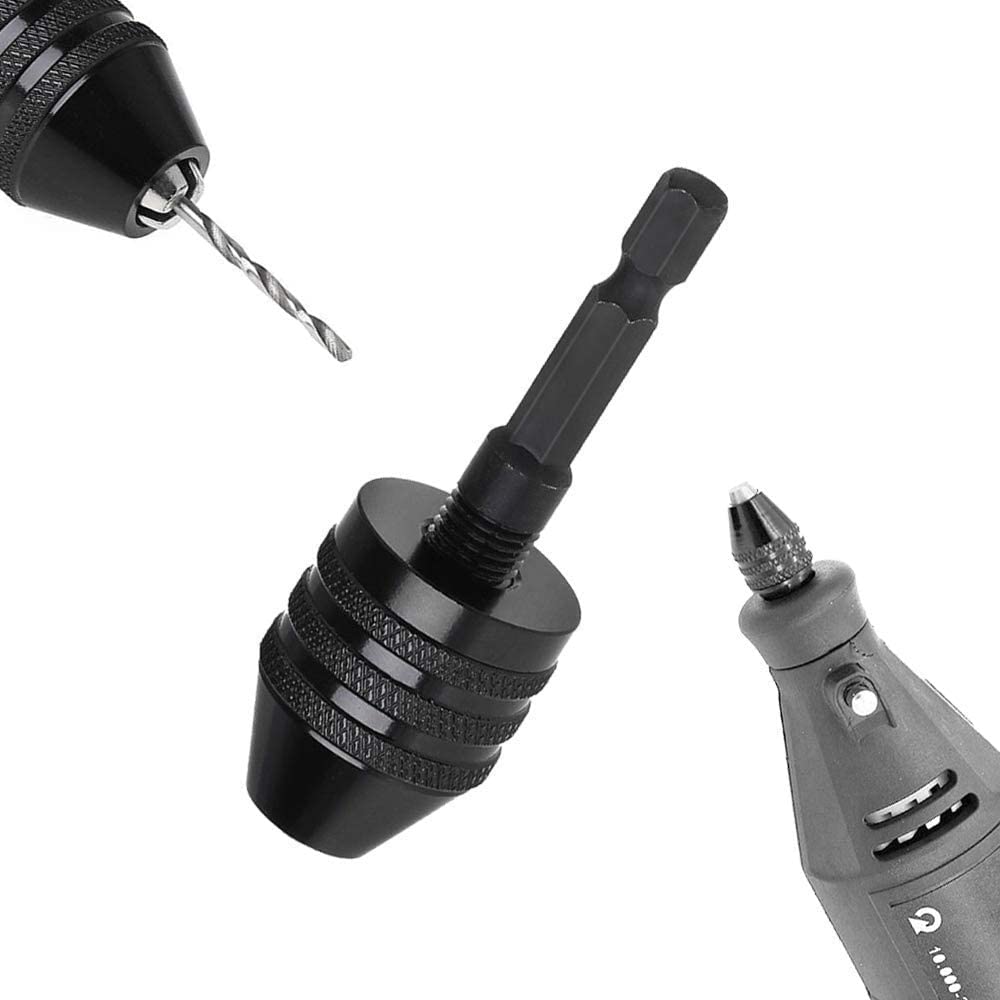 Chargenyang 3 Pcs Keyless Drill Chuck Bit 1/4 Inch Hex Shank Keyless Drill Chuck Conversion Tool,0.3-6.5mm&0.3-3.6mm&0.8-8mm Quick Screwdriver Drill Adapter for Micro Drill Bit