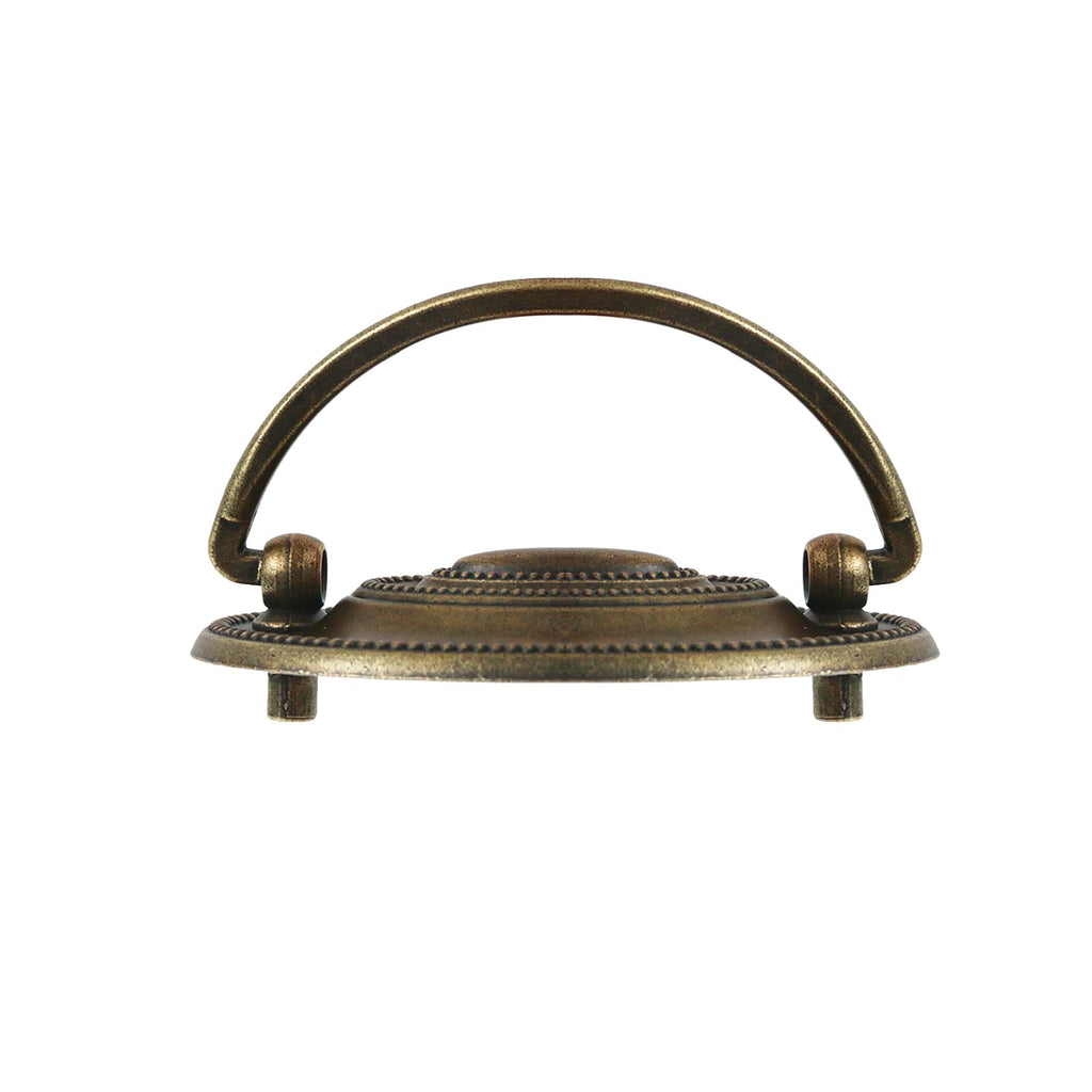 Quluxe 4 Pcs Furniture Dresser Pull Antique Brass Bail Drawer Pull Oval Drop Swing Handles Cabinet Knob Hardware 2.32" Hole Distance, 3.14"x2.2"