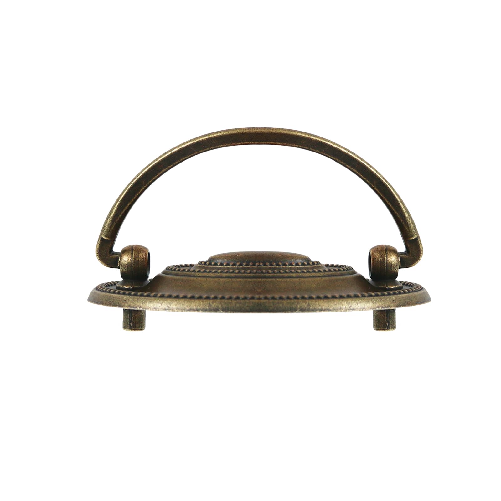 Quluxe 4 Pcs Furniture Dresser Pull Antique Brass Bail Drawer Pull Oval Drop Swing Handles Cabinet Knob Hardware 2.32" Hole Distance, 3.14"x2.2"