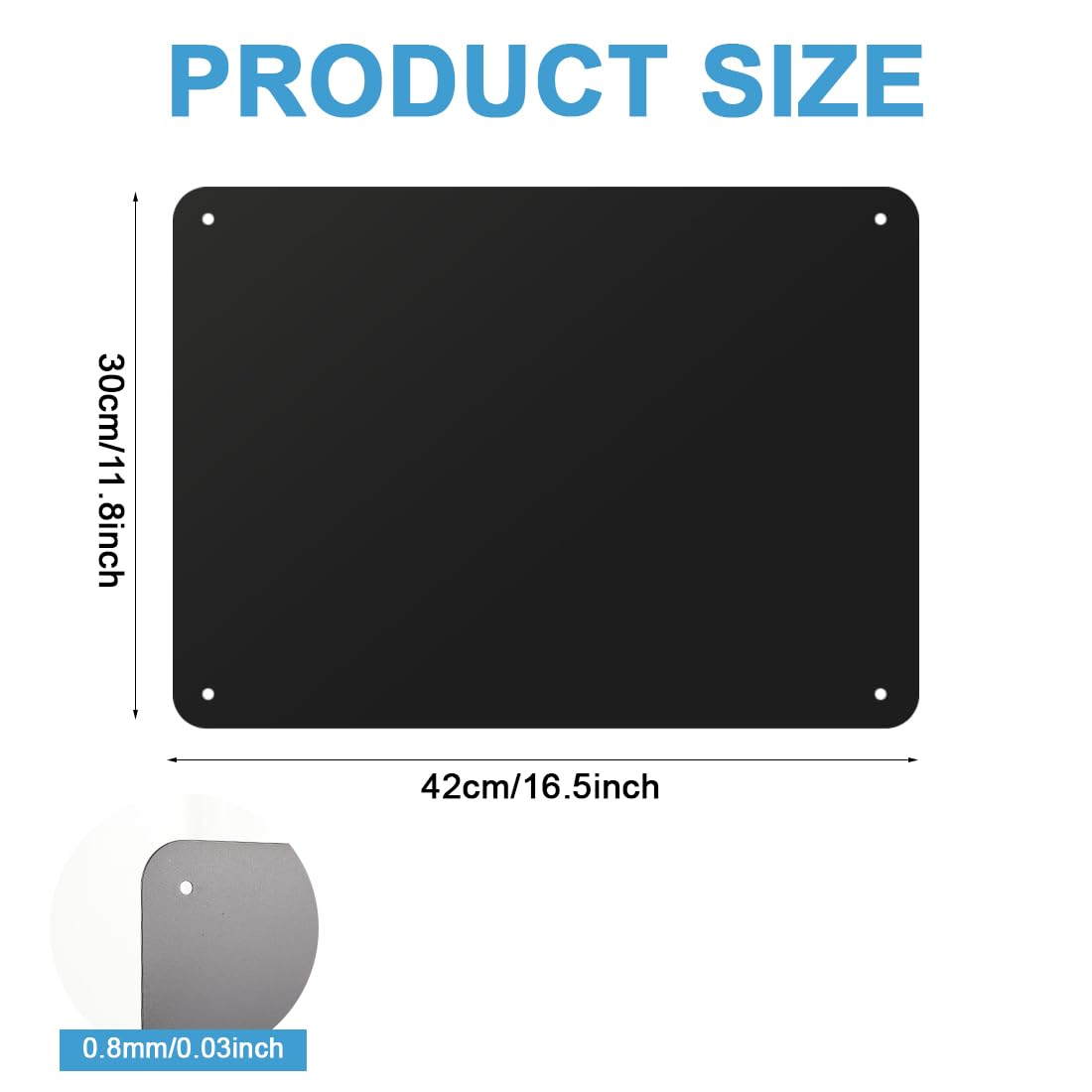 Black Magnetic Boards 16.5" x 11.8" Magnet Bulletin Board for Display Magnetic Notes Poetry Photos with 4 Screws 2 Support Screws