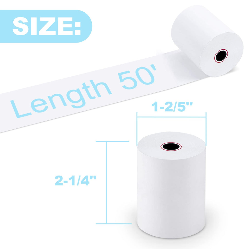 RyhamPaper 50 Rolls Thermal Receipt Paper, Thermal Paper 2 1/4" x 50' Pos Receipt Paper, Cash Register Rolls