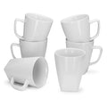 Miicol Porcelain Coffee Mugs Set of 6, Large Coffee Cups 400 ml / 14 oz, White Tea Cups, Ceramic Mugs for Latte, Cappuccino, Milk, Cocoa, Square Bottom, Microwave & Dishwasher Safe
