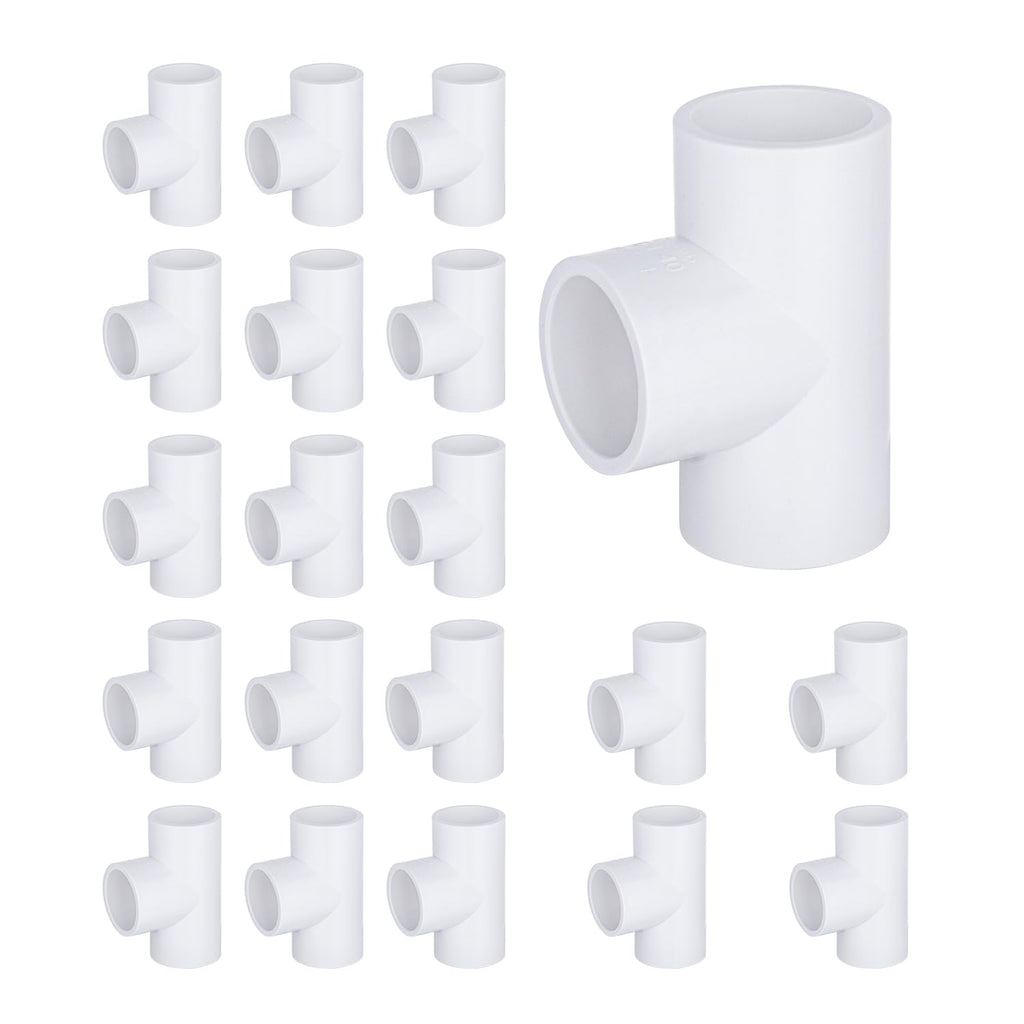20-Packs 1/2 inch Tee PVC Fitting 3 Way Furniture Grade Pipe Elbow Connector for DIY PVC Shelf Greenhouse Pipe Fittings