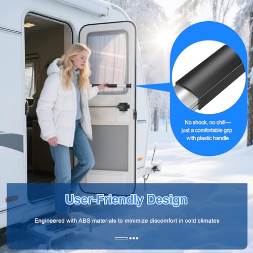 RV Screen Door Handle Adjustable Cross Bar Universal Fit Push Bar Metal and Plastic Durable Construction Crossbar for Travel Trailer Motorhome Camper Accessories